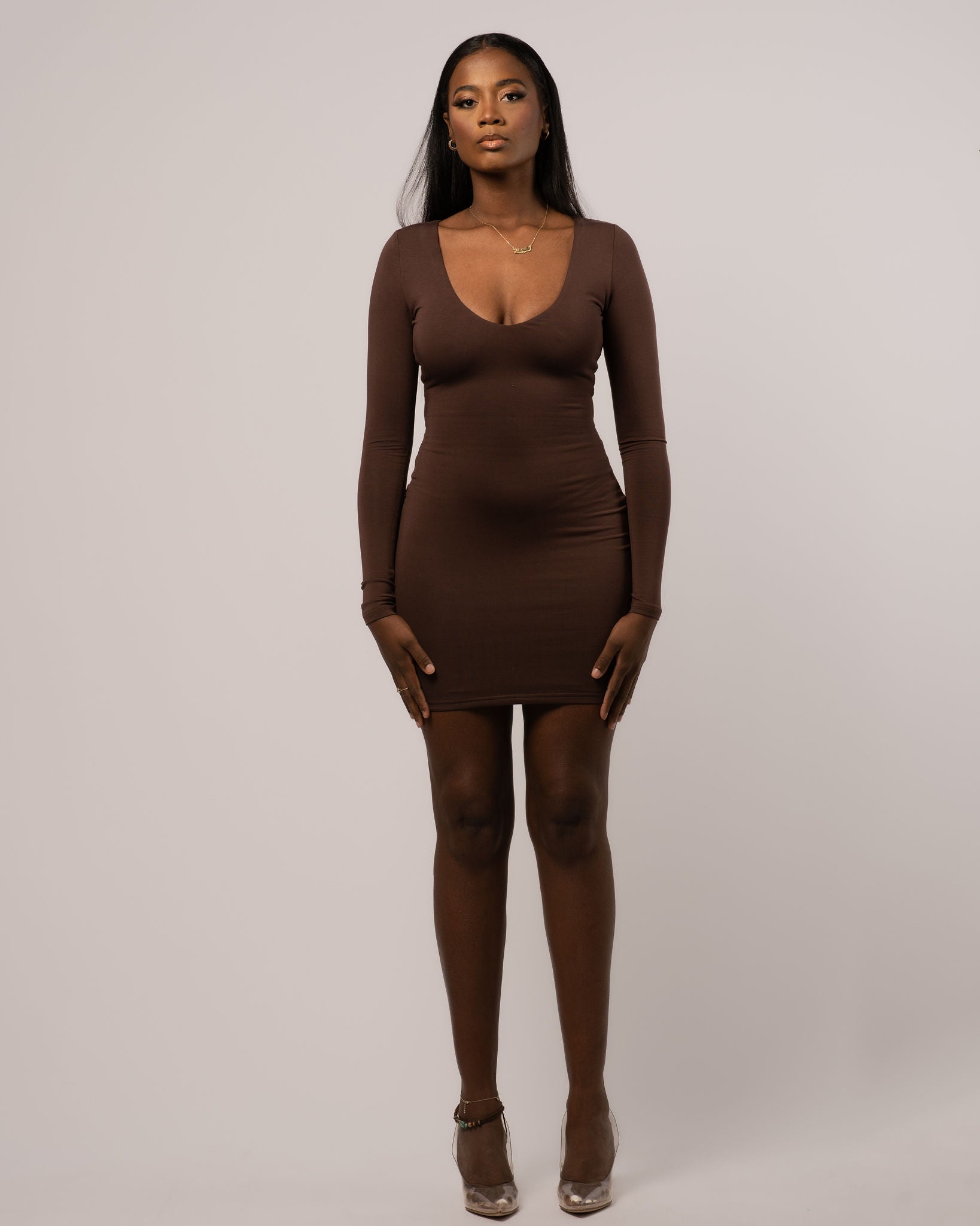 Shaping Mini Dress - V-Neck