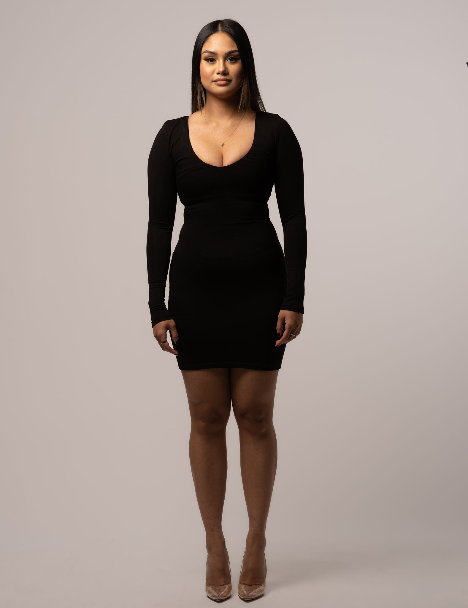 Shaping Mini Dress - V-Neck